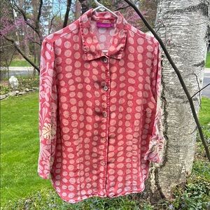 Pink Polka Dot Linen Shirt